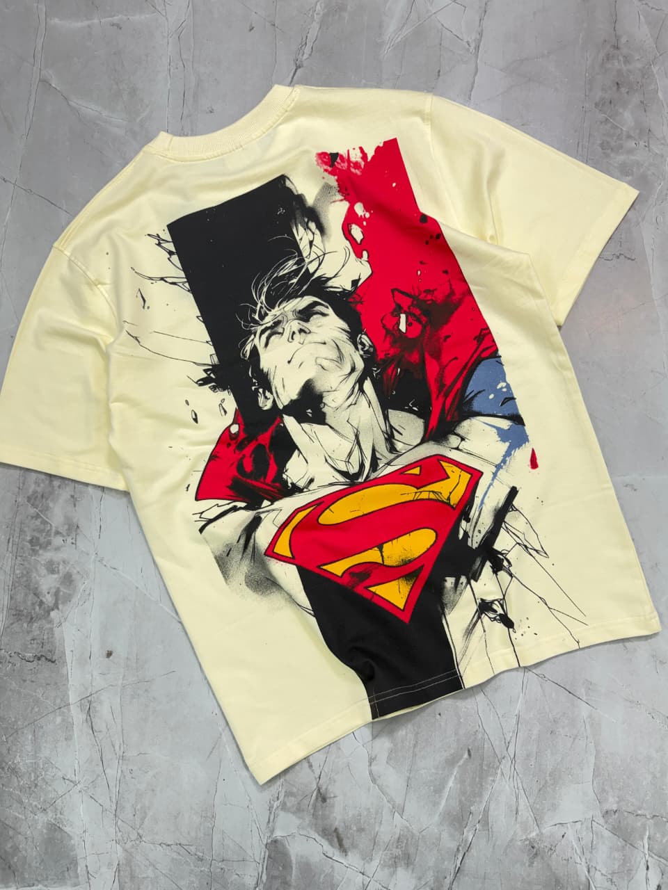 Superman Men Graphic Print Round Neck Pure Cotton Beige T-Shirt