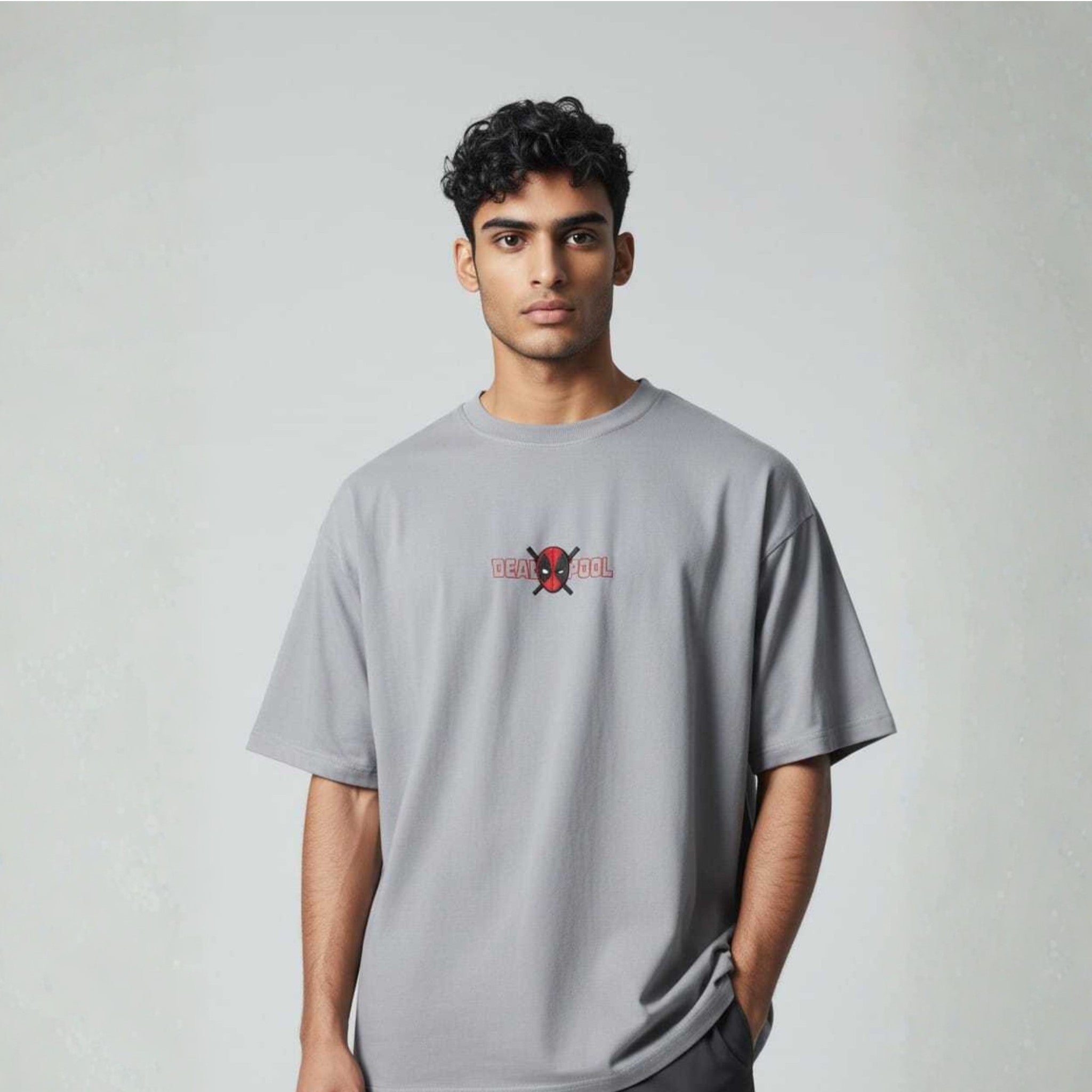 Deadpool Graphic Printed Grey Tees