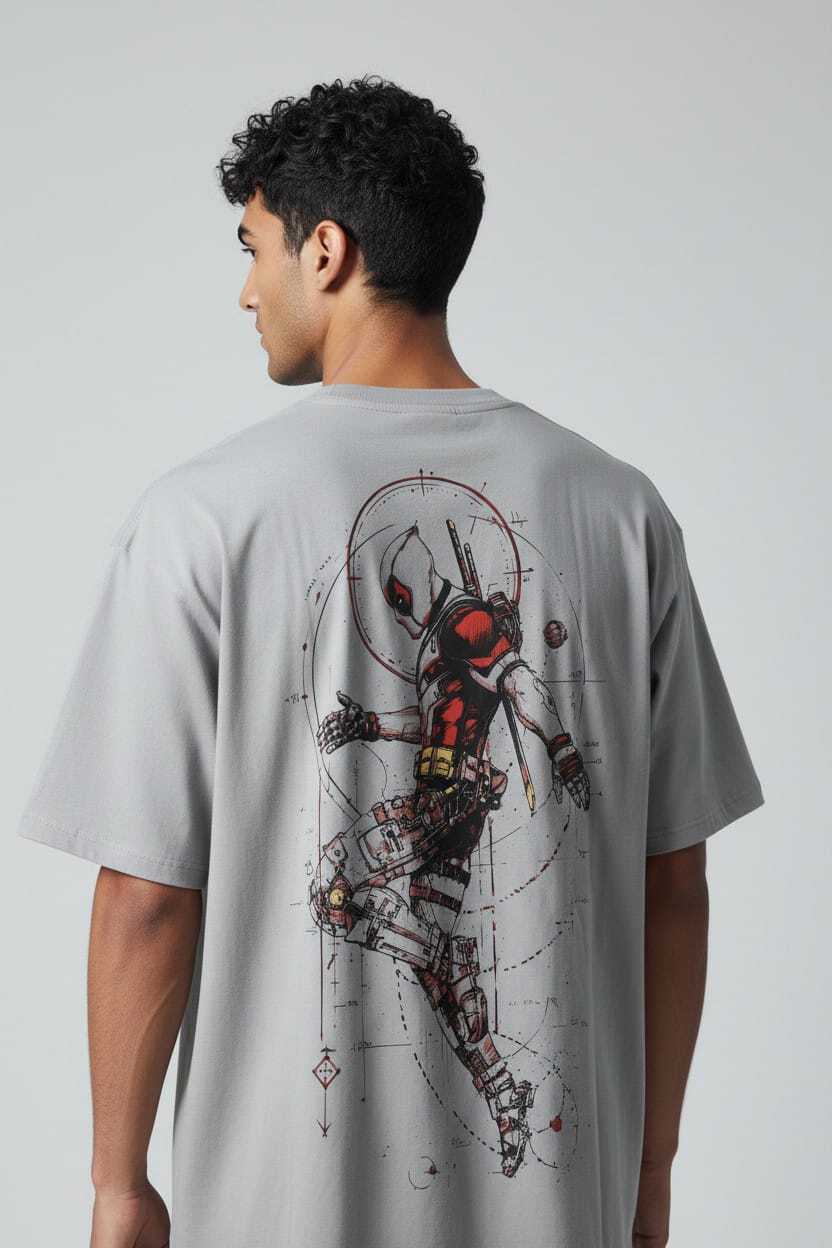 Deadpool Feraux Graphic Print Men Round Neck Grey T-Shirt