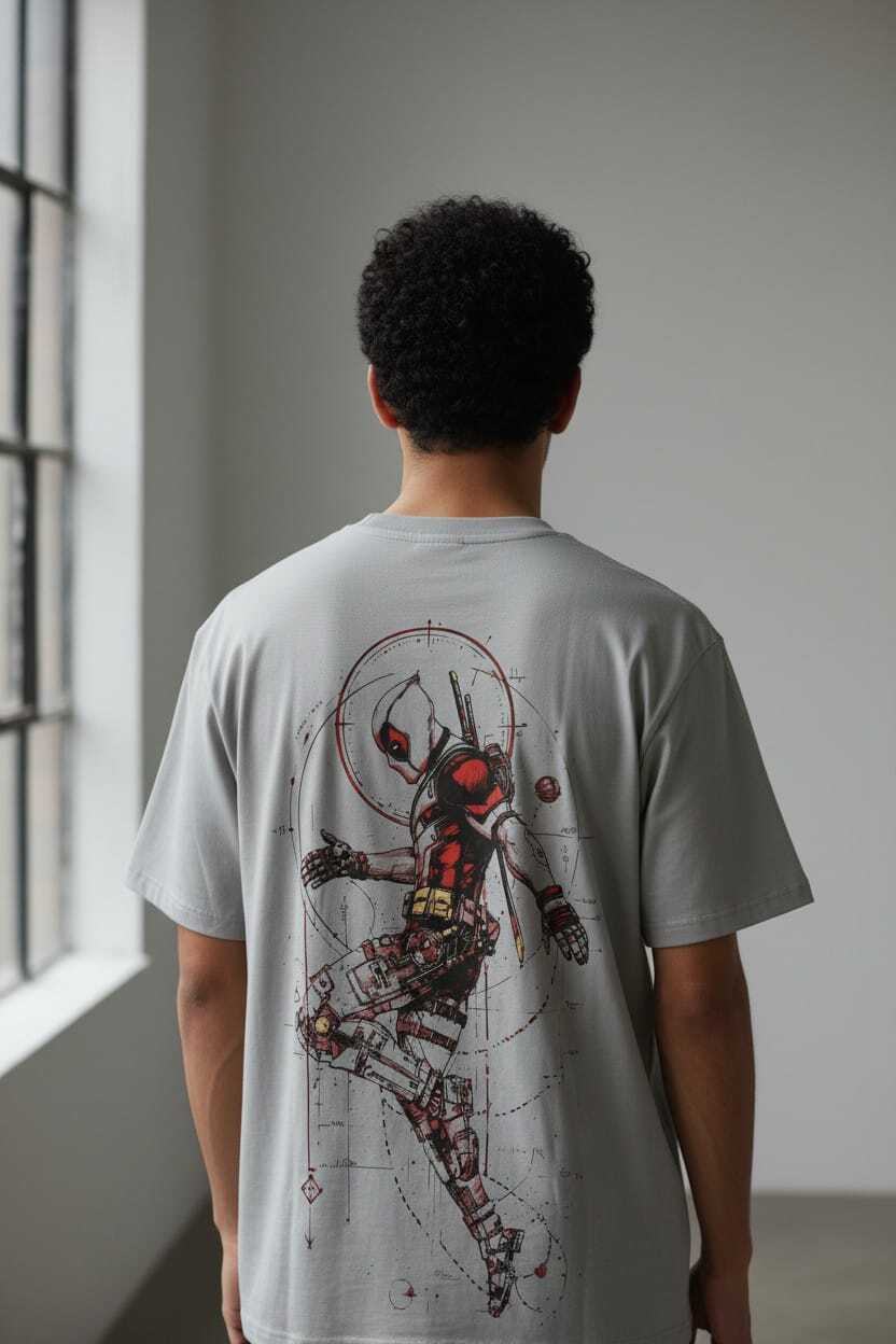 Deadpool Feraux Graphic Print Men Round Neck Grey T-Shirt