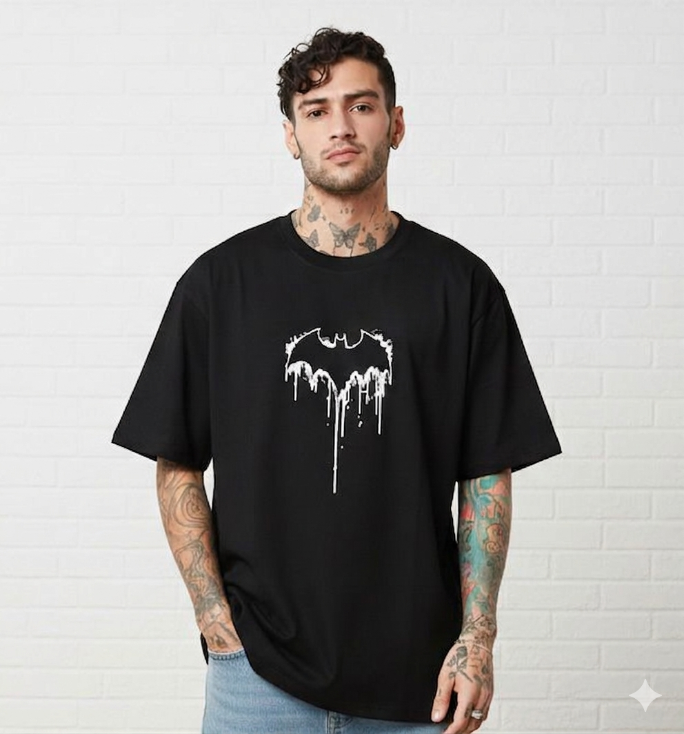 Feraux Printed Men Round Neck Black T-Shirt