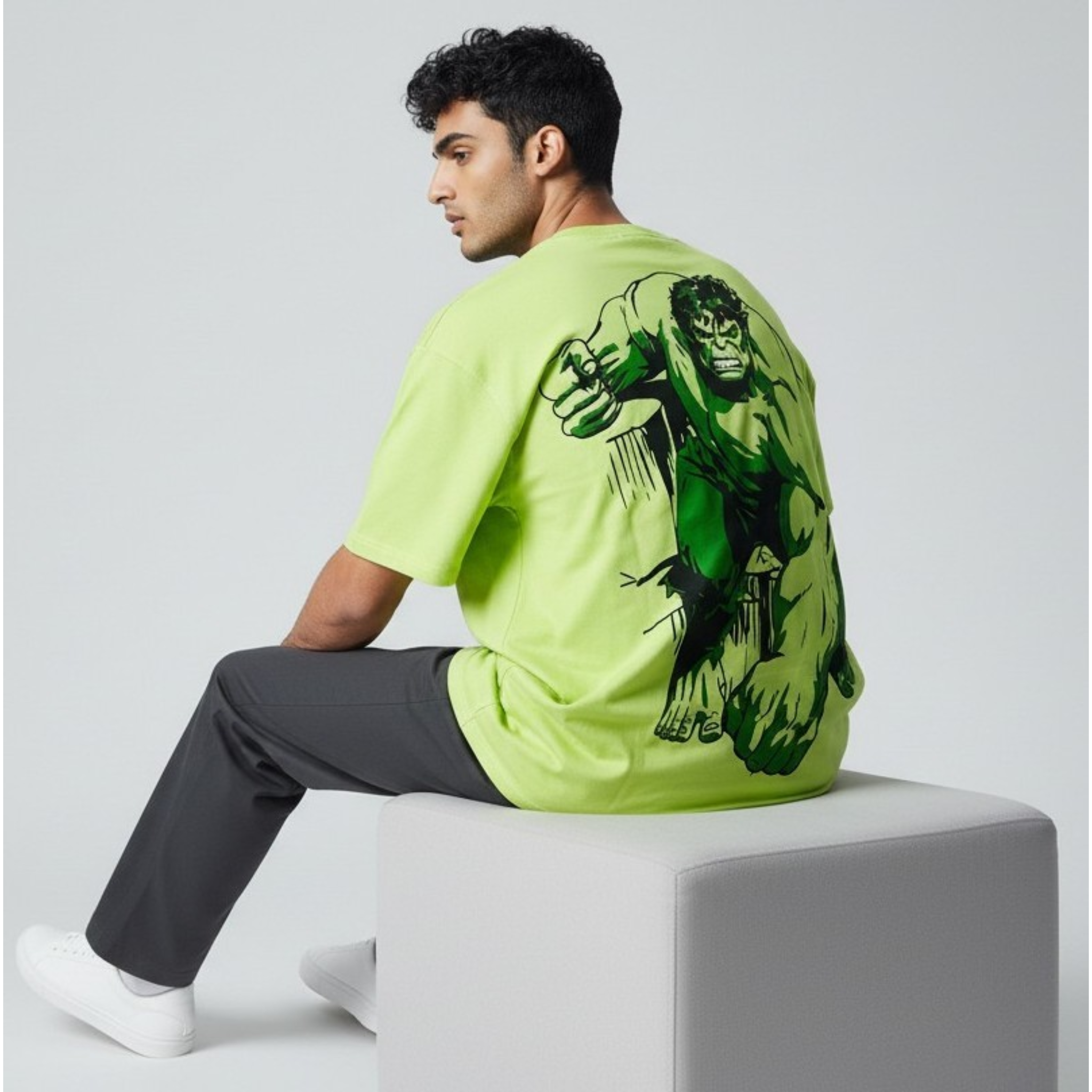The Hulk Graphic Printed Aqua Green T-Shirt