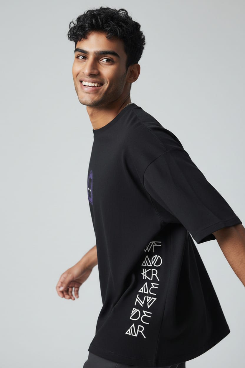 Black Panther Men Graphic Print Round Neck Pure Cotton Black T-Shirt