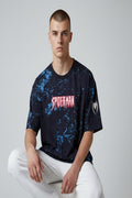 Spiderman Feraux Superhero, Printed Men Round Neck Navy Blue T-Shirt