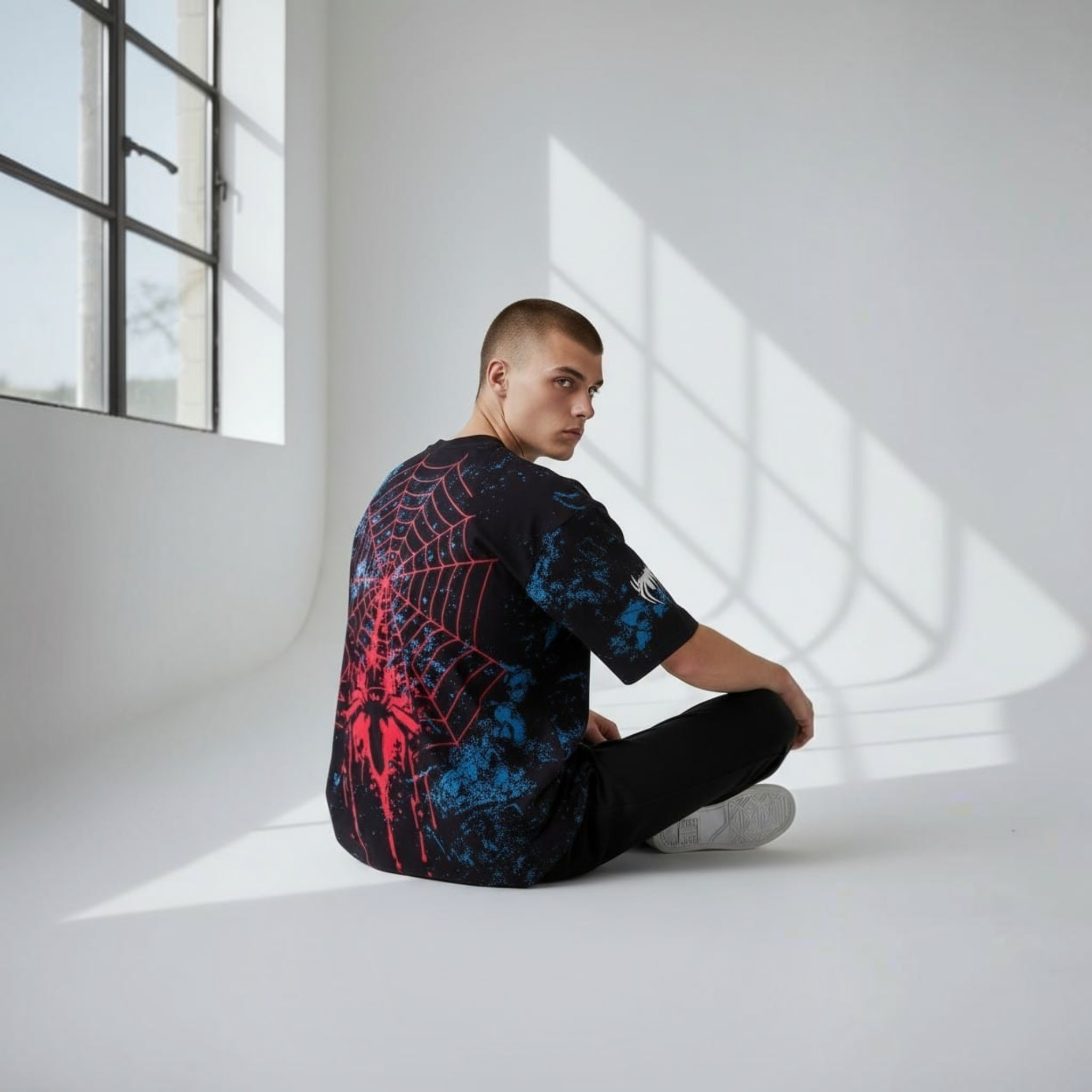 Spiderman Graphic Printed Navy Blue T-Shirt