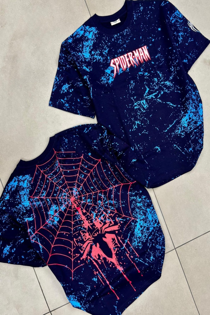 Spiderman Feraux Superhero, Printed Men Round Neck Navy Blue T-Shirt