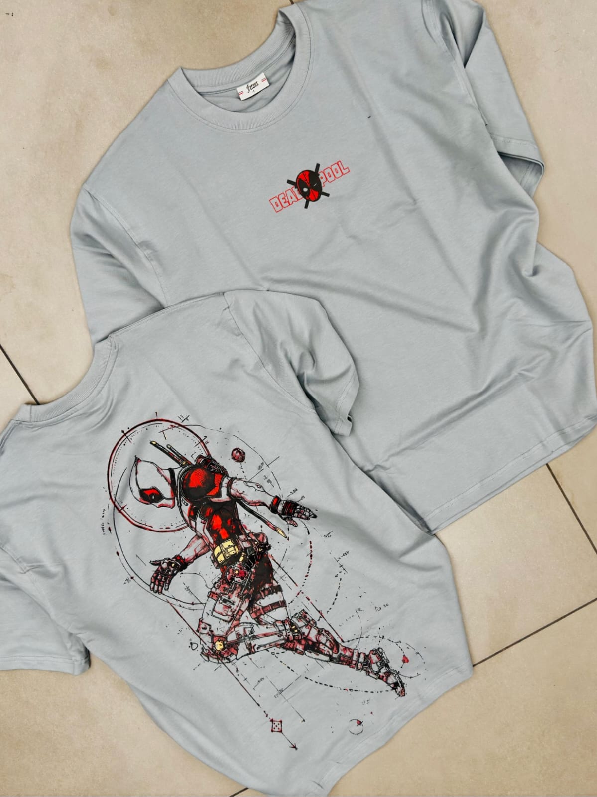 Deadpool Feraux Graphic Print Men Round Neck Grey T-Shirt